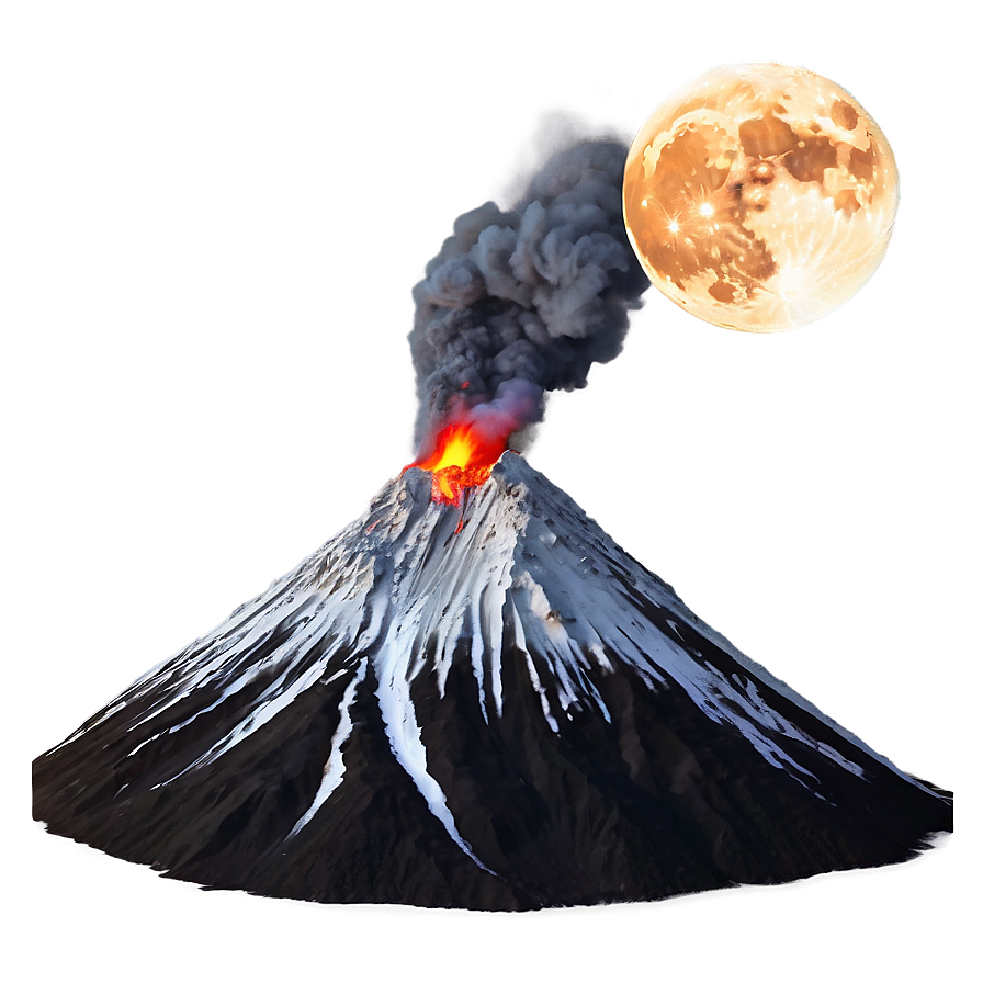 Volcano And Full Moon Png Cro
