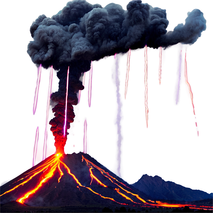Volcano And Lightning Png 05232024