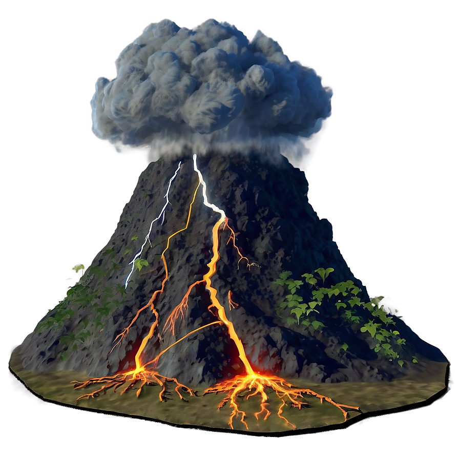 Volcano And Lightning Png 42