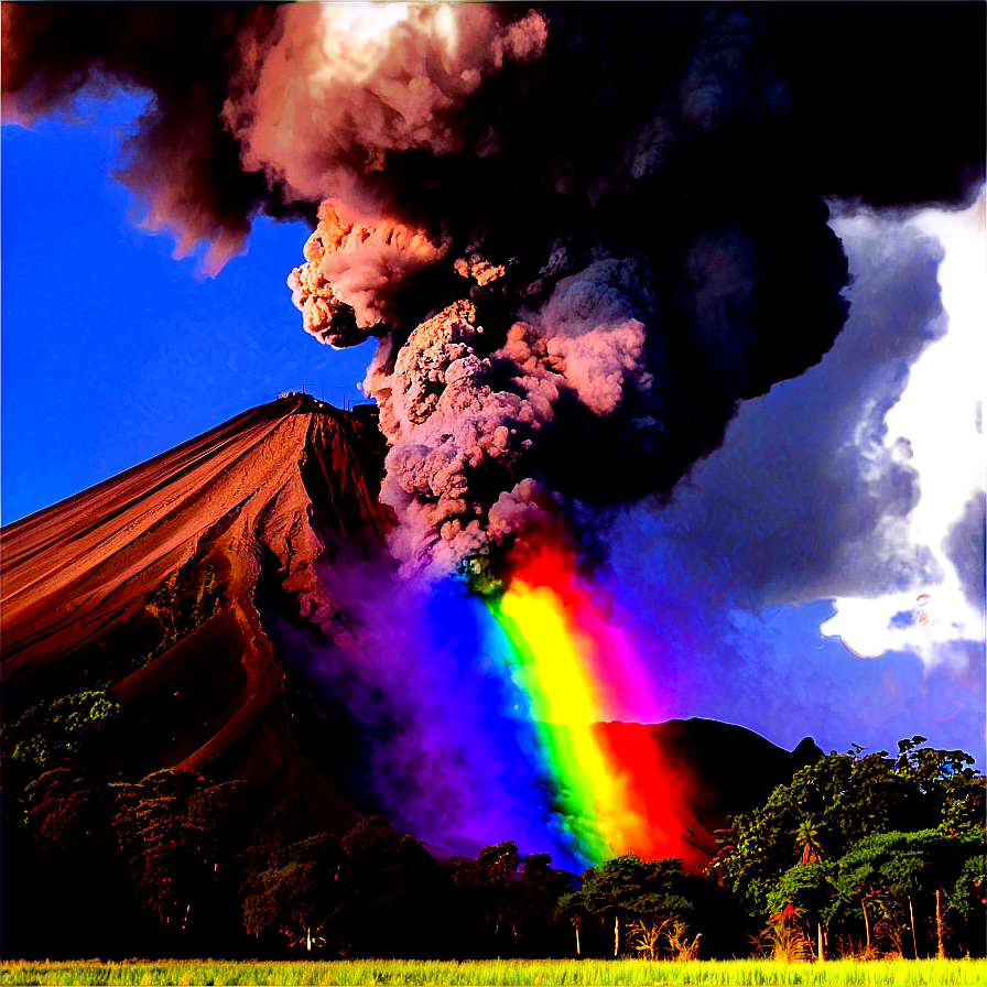 Volcano And Rainbow Png 52