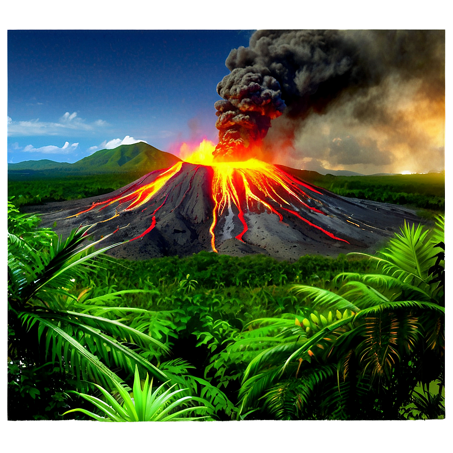 Volcano And Tropical Forest Png Pha