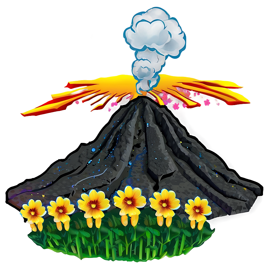 Volcano And Wildflowers Png Dxw