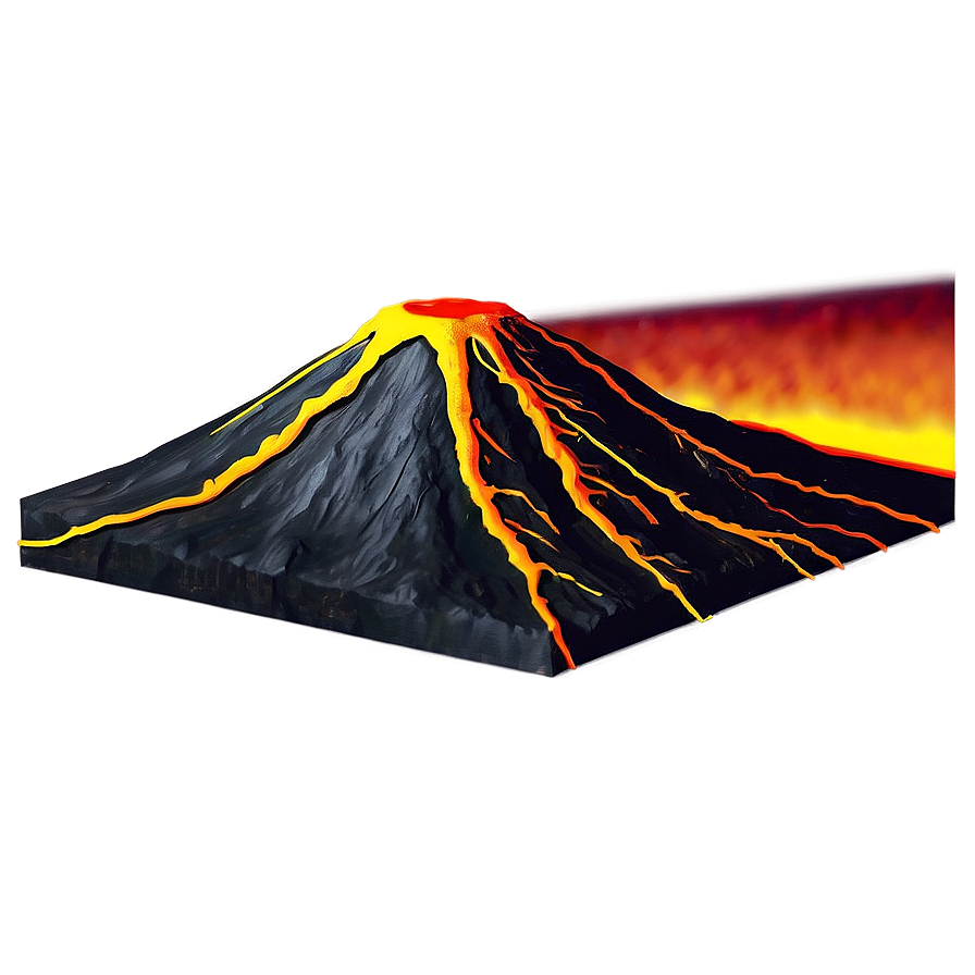 Volcano With Lava Rivers Png 79