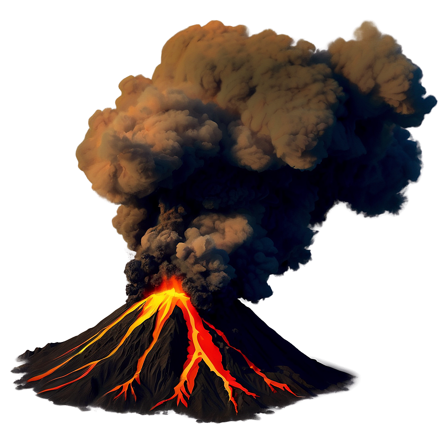 Volcano With Rising Smoke Png 05232024
