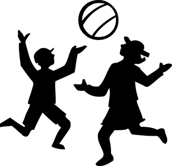 Volleyball Silhouette Against Black Background