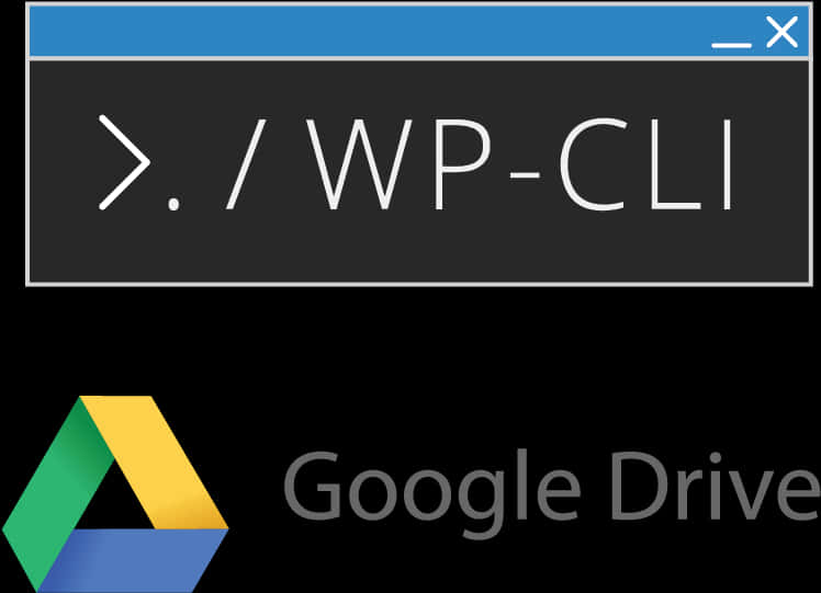 W P C L I Command Promptand Google Drive Logo