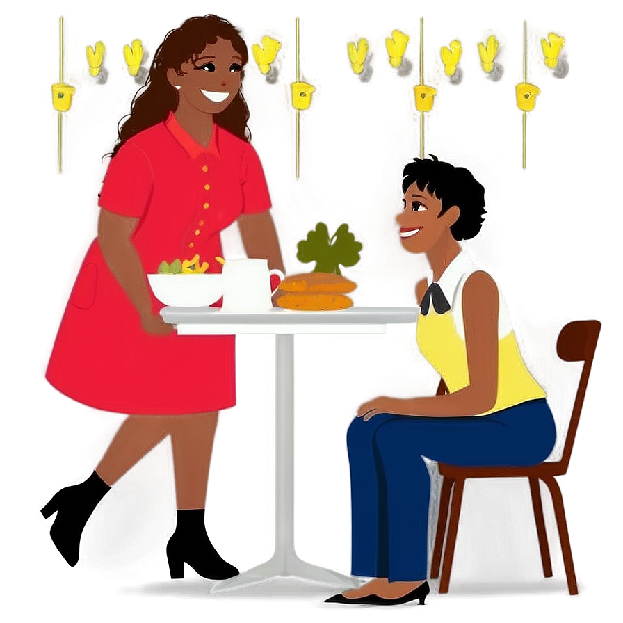 Waitress With Customers Png 98