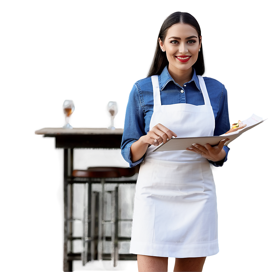 Waitress With Menu Png 06272024