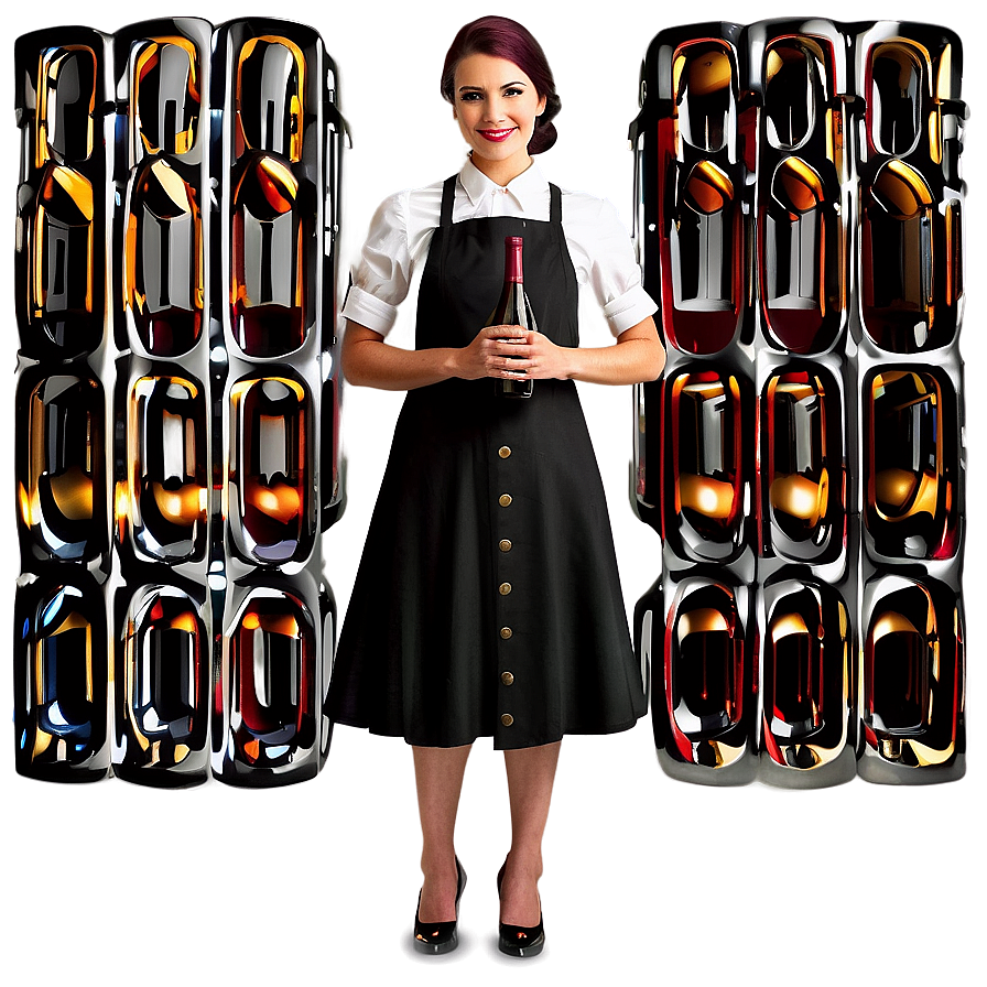 Waitress With Wine Bottle Png 06272024