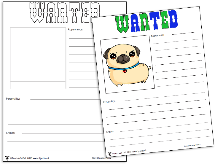 Wanted Posterwith Cartoon Pug