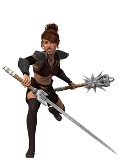 Warrior Woman With Weapons