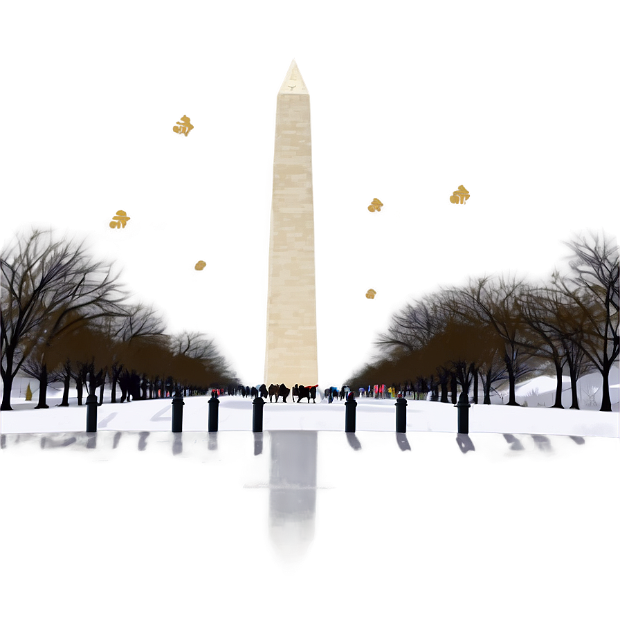 Washington Monument Snowy Scene Png Ver