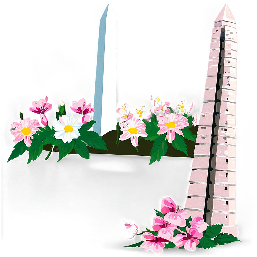 Washington Monument Surrounded By Flowers Png Jlx30