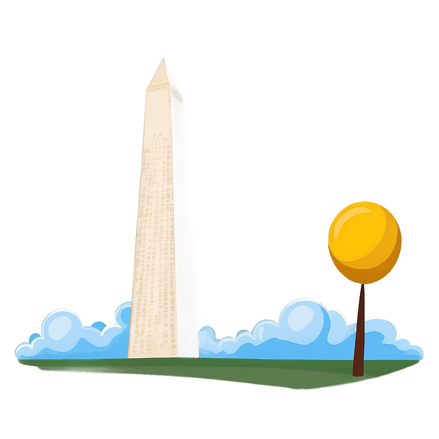 Washington Monument With Clouds Background Png Qbg89