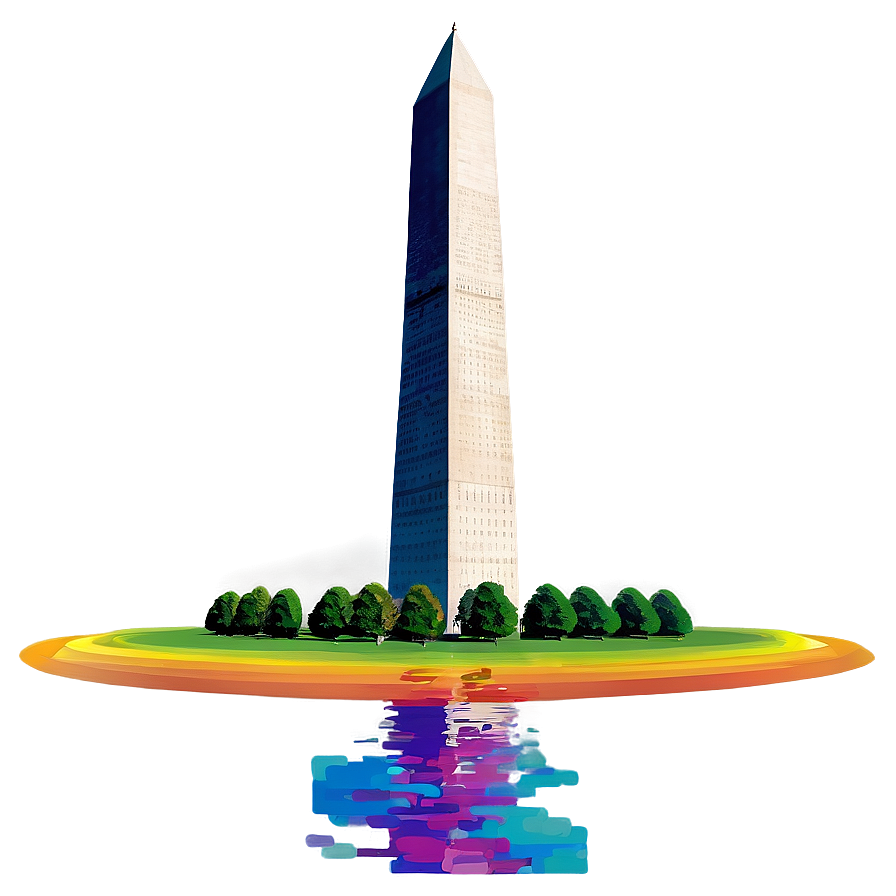 Washington Monument With Rainbow Background Png Xvq