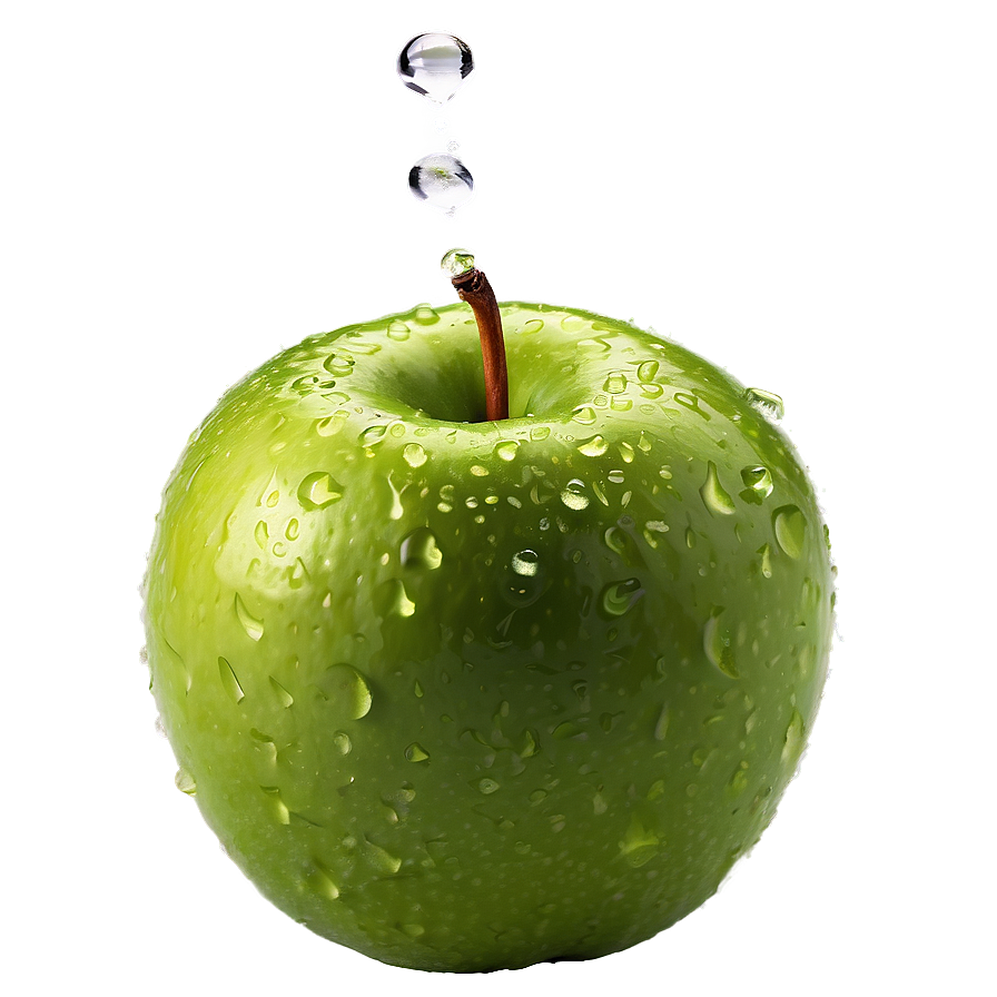 Water Droplets On Green Apple Png 06132024