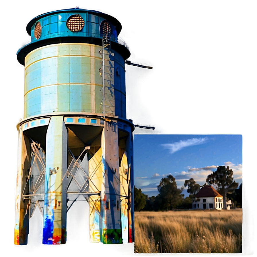 Water Tower During Golden Hour Png 10