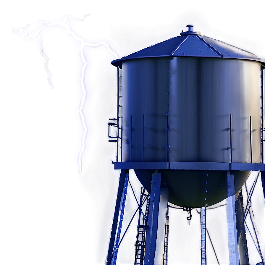 Water Tower With Lightning Strike Png Sof