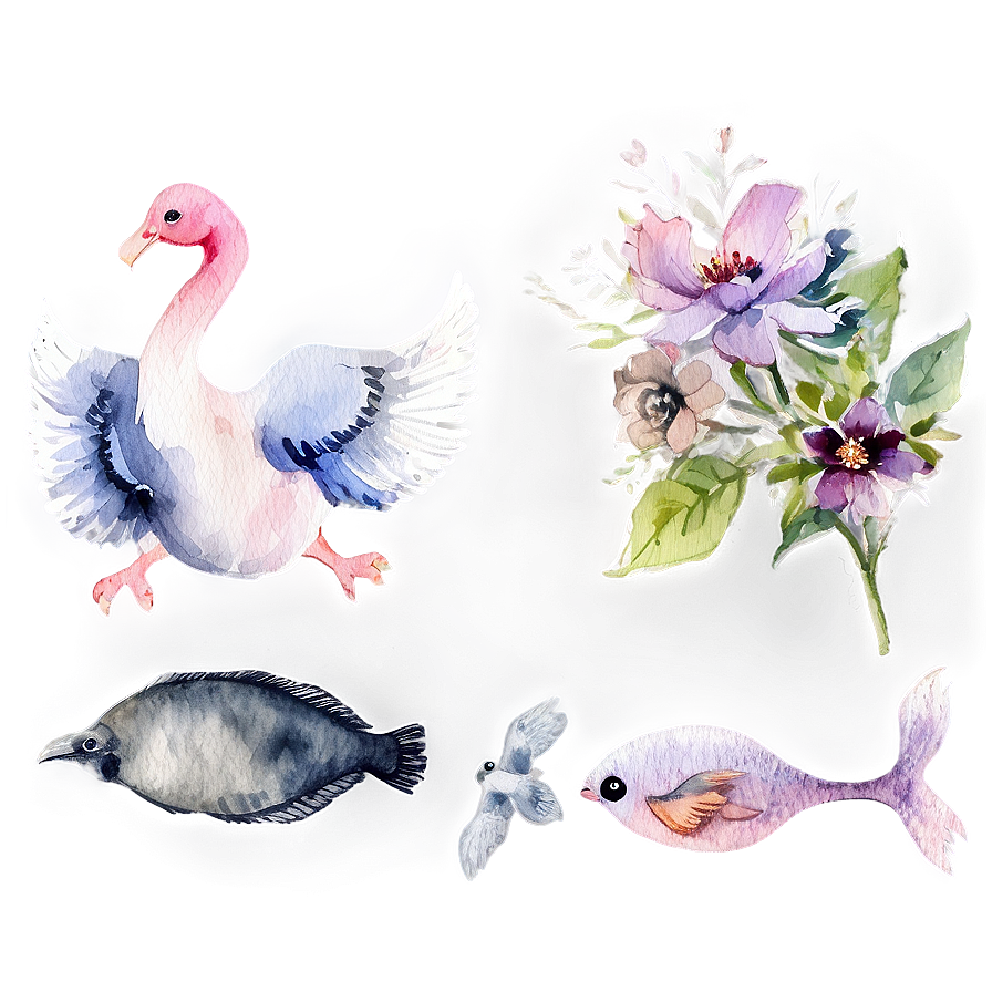 Watercolor Animals Collection Png 05032024