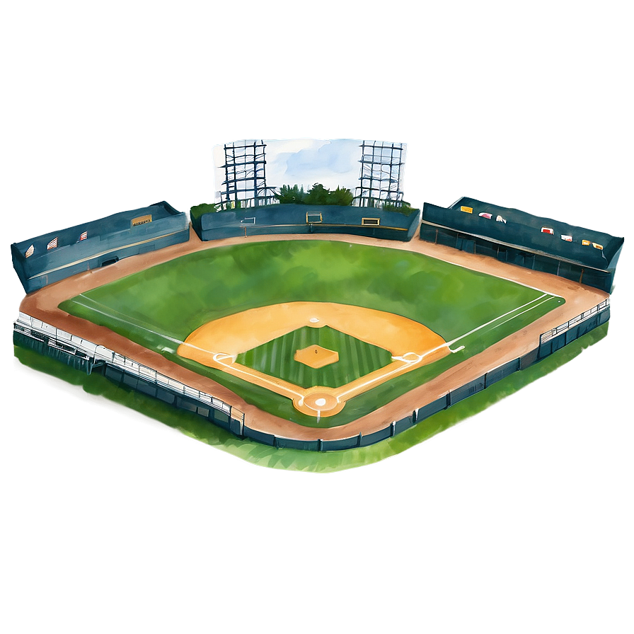 Watercolor Baseball Field Art Png 06132024