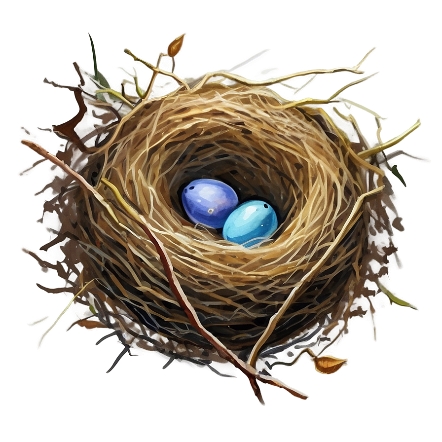 Watercolor Bird Nest Png 06212024