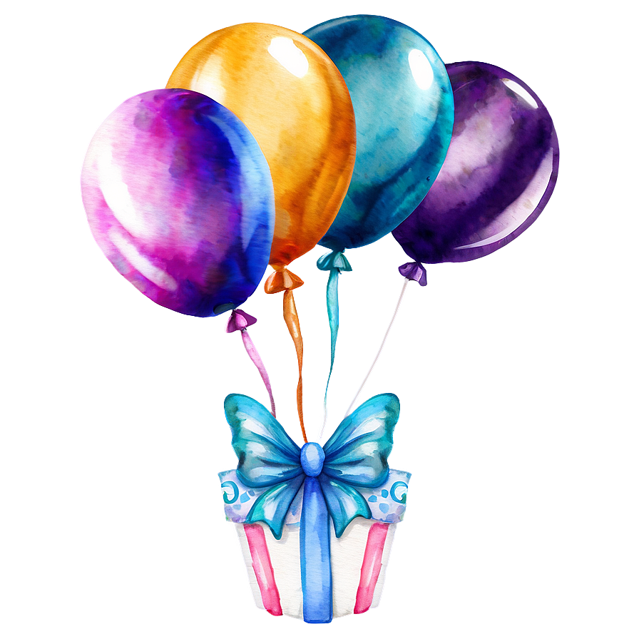 Watercolor Birthday Balloon Png 06272024