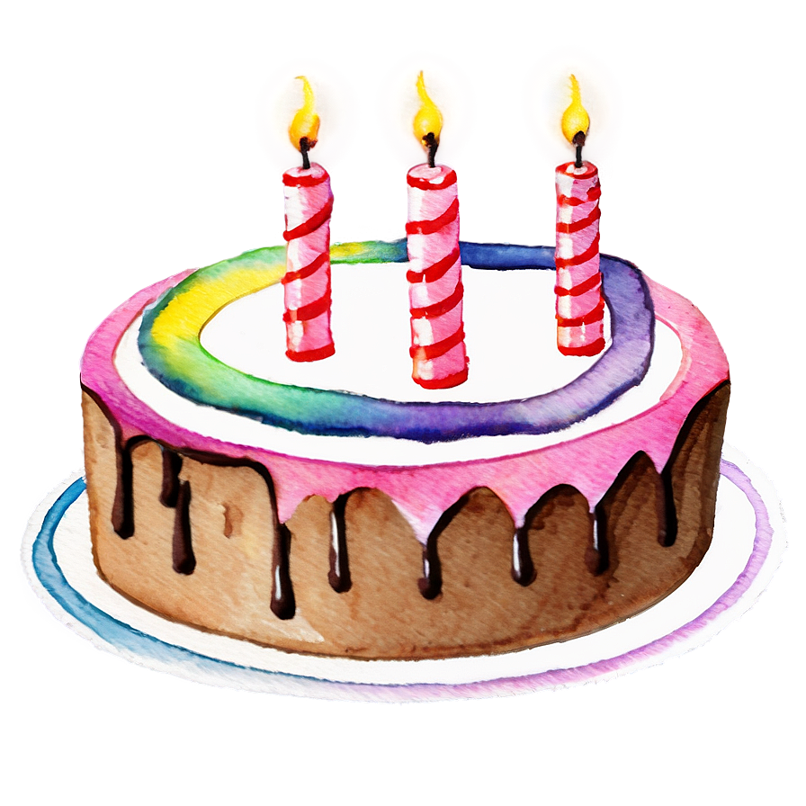 Watercolor Birthday Cake Png Nqf