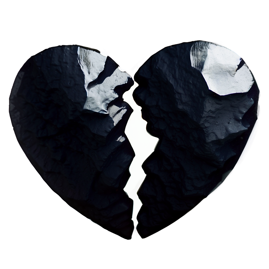 Watercolor Black Broken Heart Png 06252024