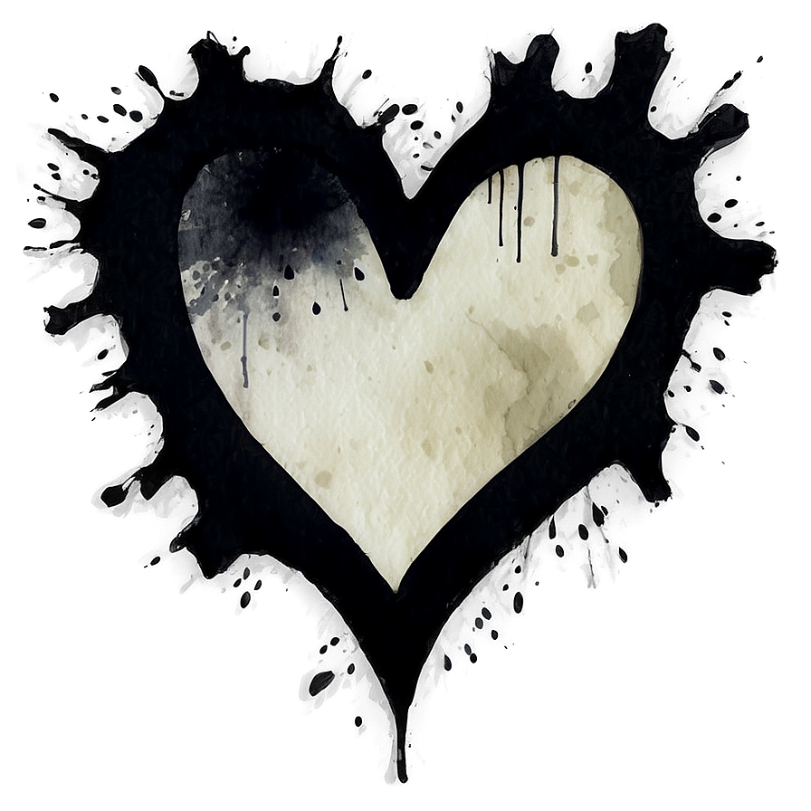 Watercolor Black Broken Heart Png Kui47