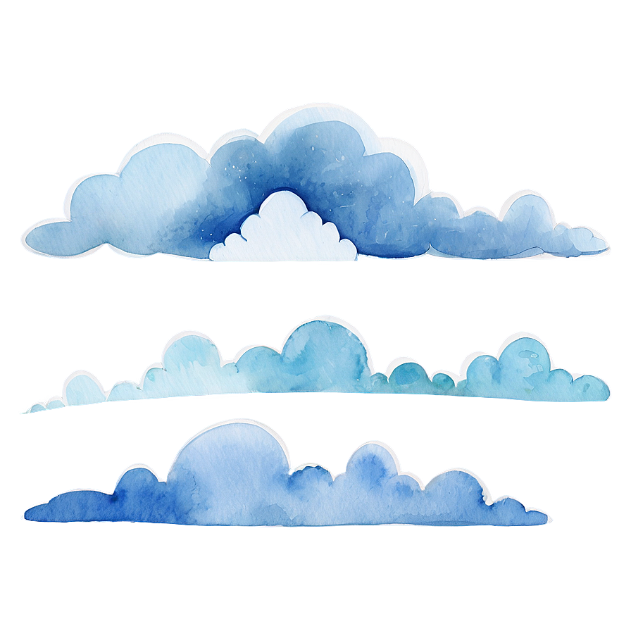 Watercolor Blue Clouds Png 85