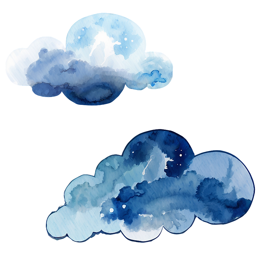 Watercolor Blue Clouds Png Oup68