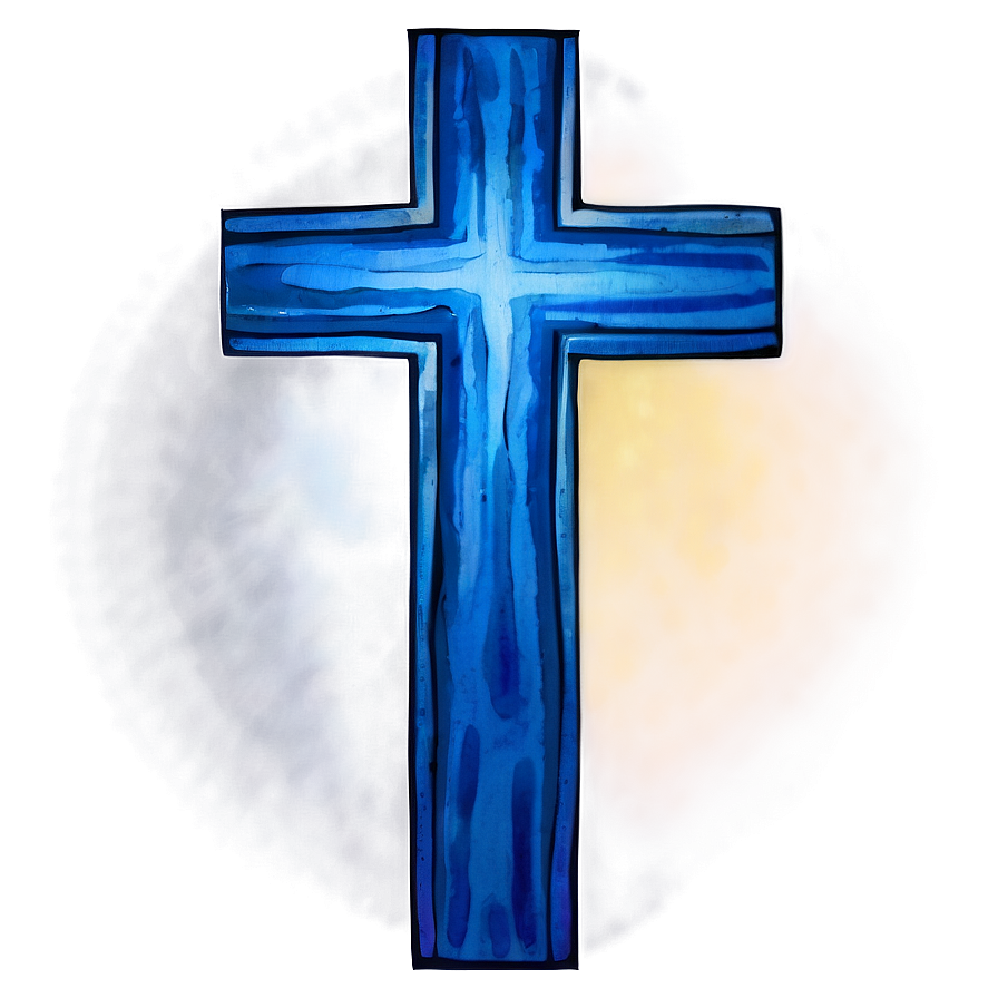 Watercolor Blue Cross Png 06292024