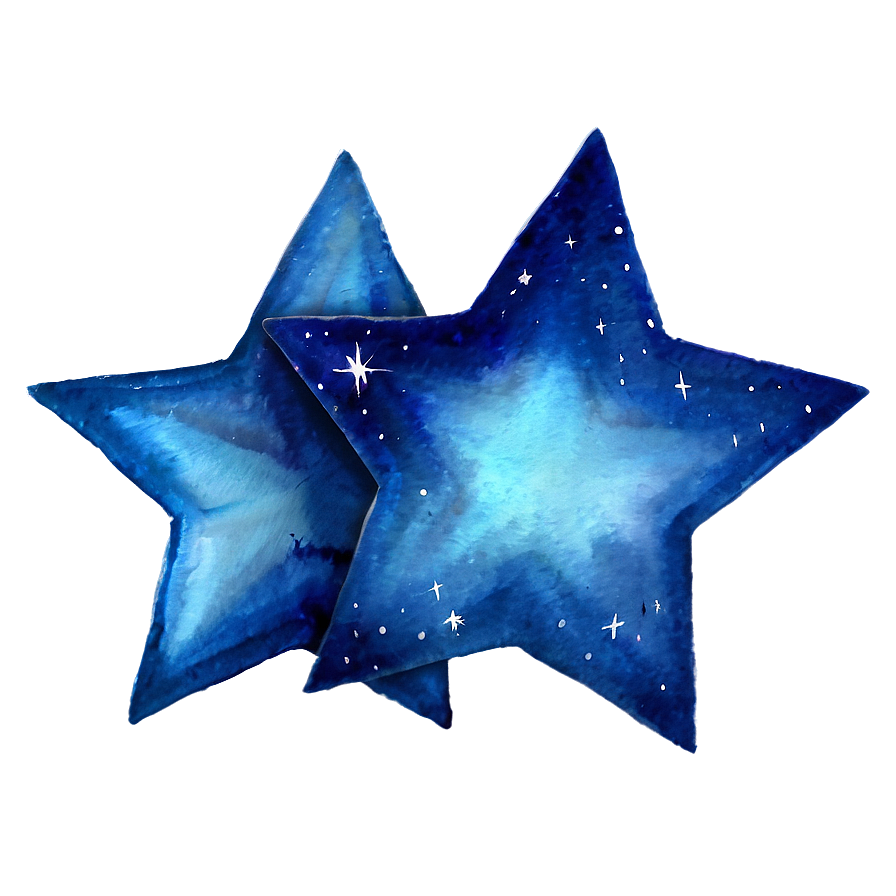 Watercolor Blue Stars Png 06252024