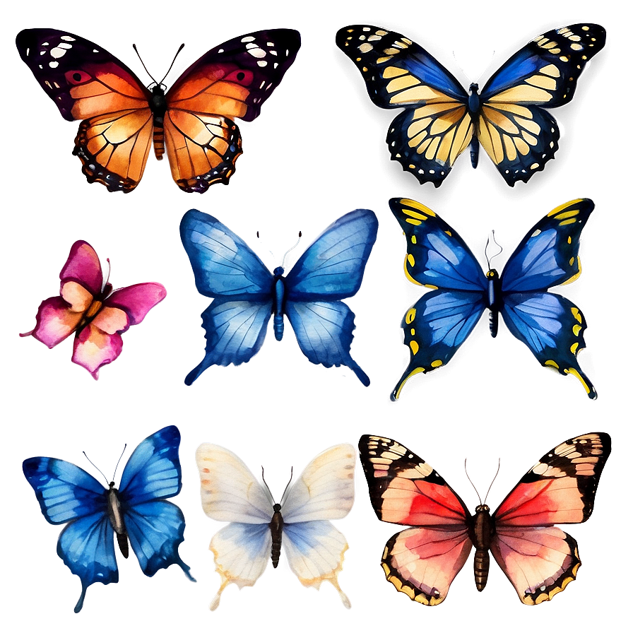 Watercolor Butterflies Png 05232024