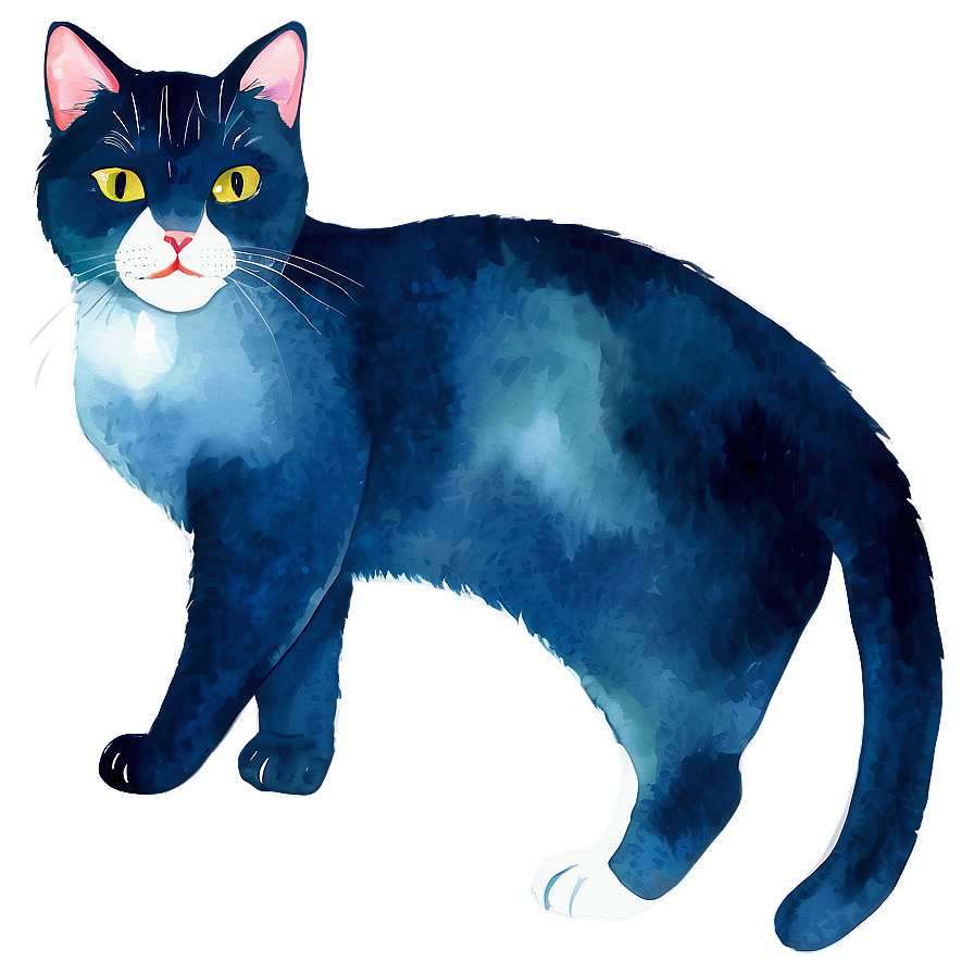 Watercolor Cat Painting Vector Png 06262024