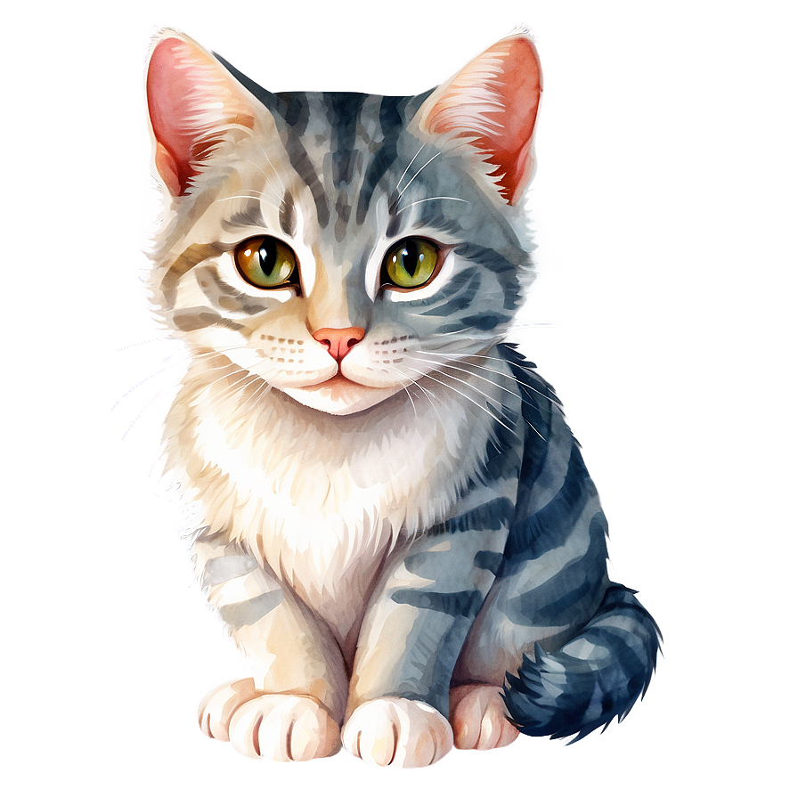 Watercolor Cat Painting Vector Png 06262024