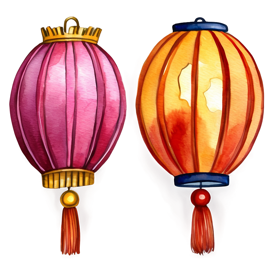 Watercolor Chinese Lantern Png 06262024