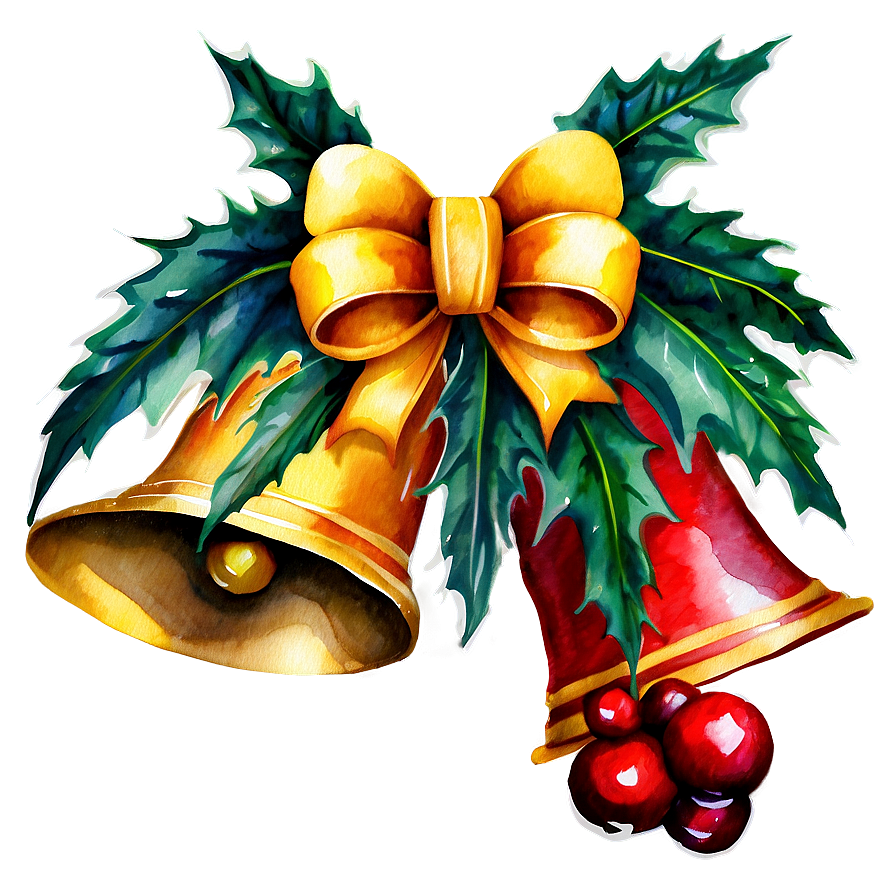 Watercolor Christmas Bells Png 77