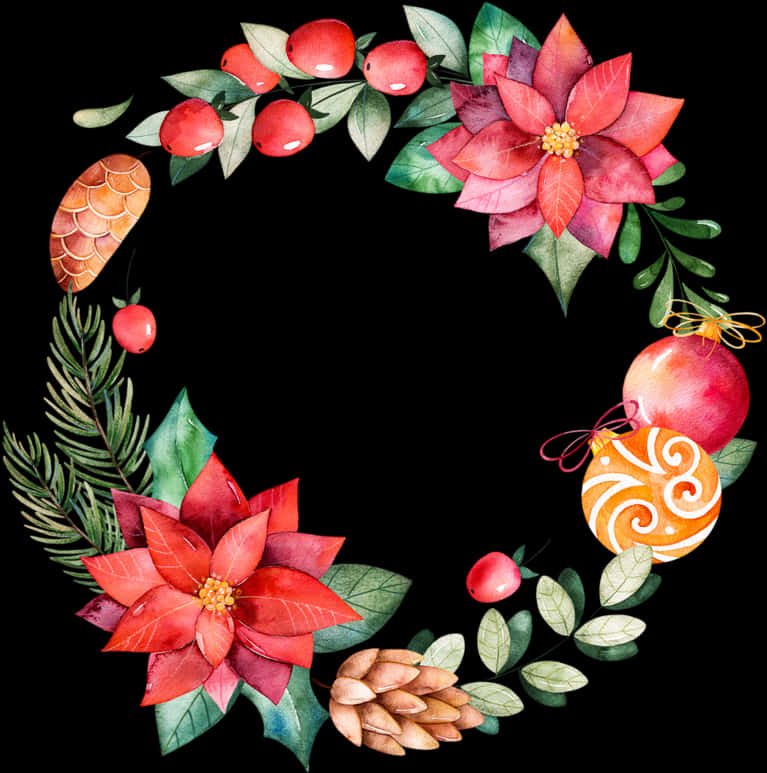 Watercolor Christmas Wreath