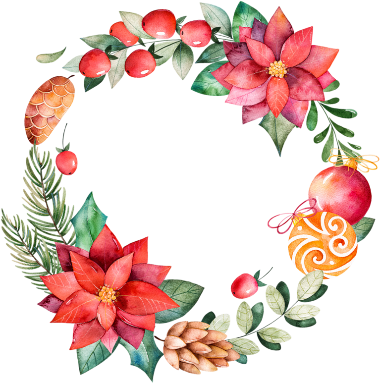 Watercolor_ Christmas_ Wreath_ Element