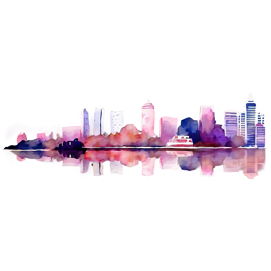 Watercolor Cityscape Illustration Png 1