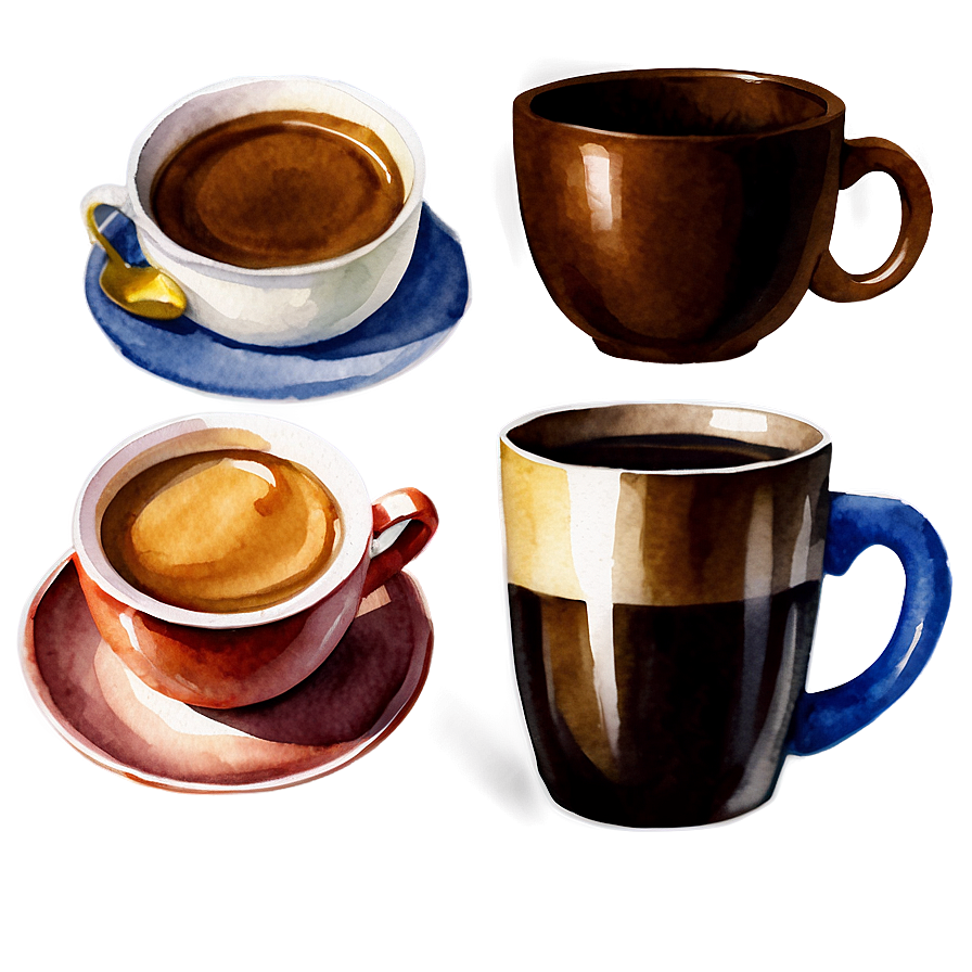 Watercolor Coffee Set Png 05032024