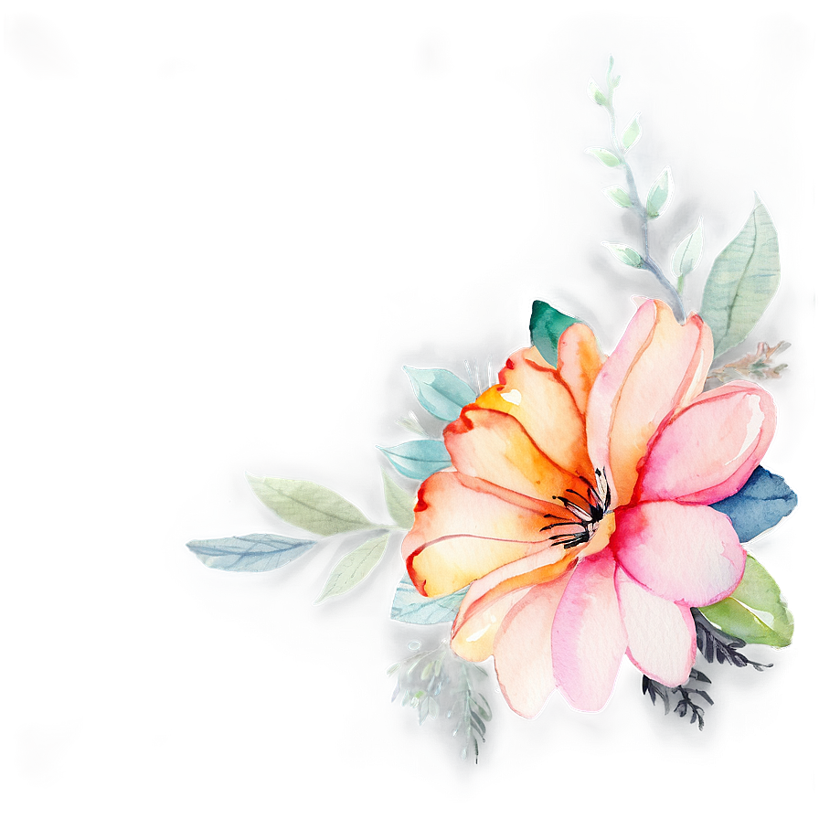 Watercolor Corner Flower Png Oaw