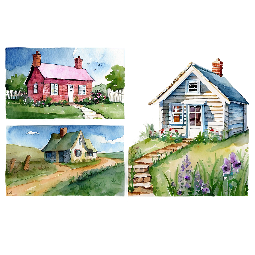 Watercolor Cottage Art Png 06202024