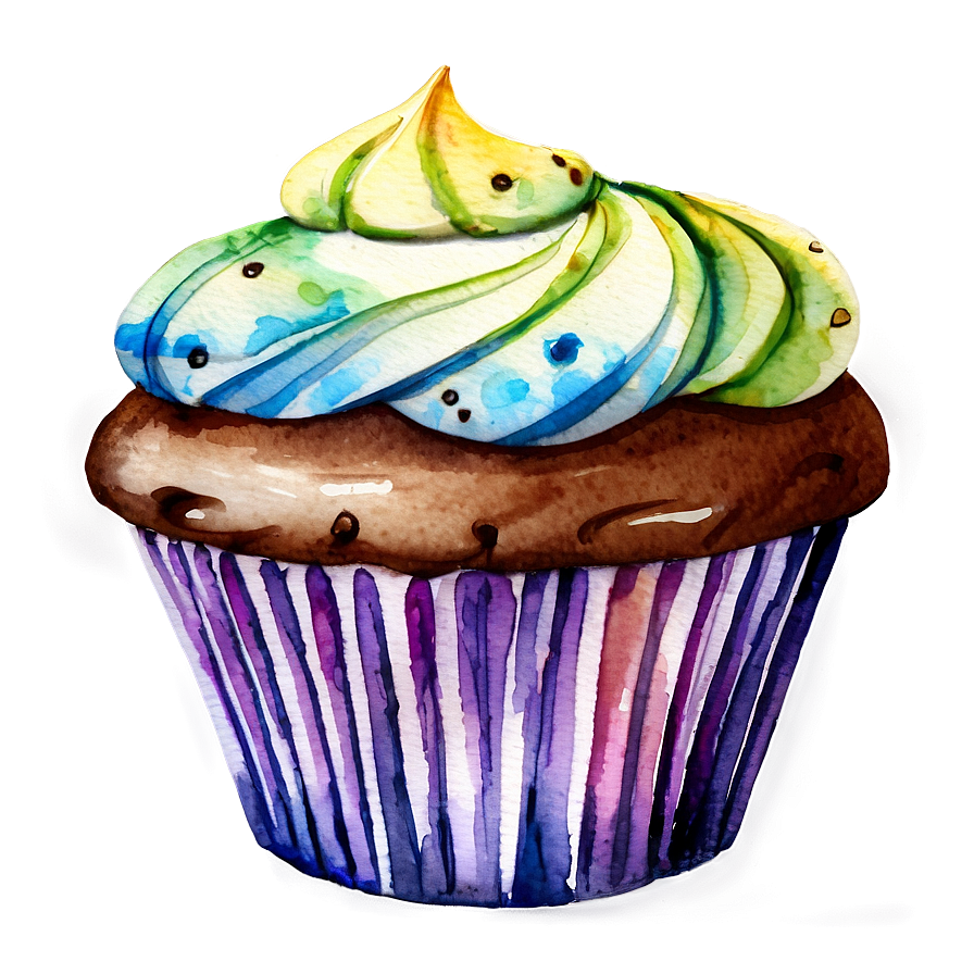 Watercolor Cupcake Png 05032024