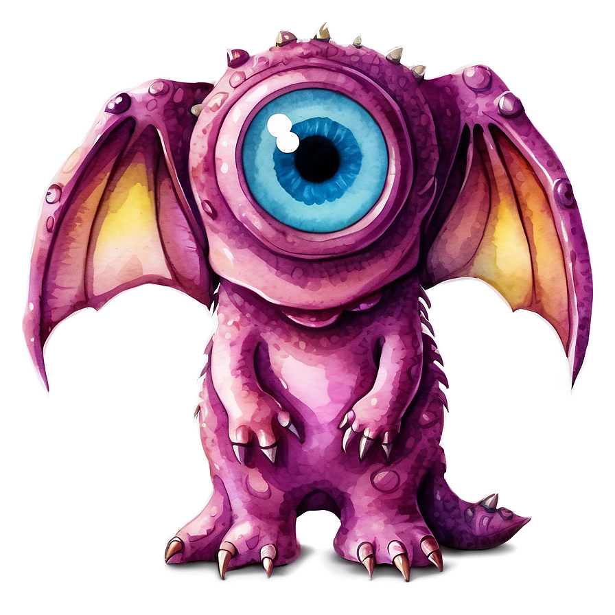 Watercolor Cute Monsters Png 66