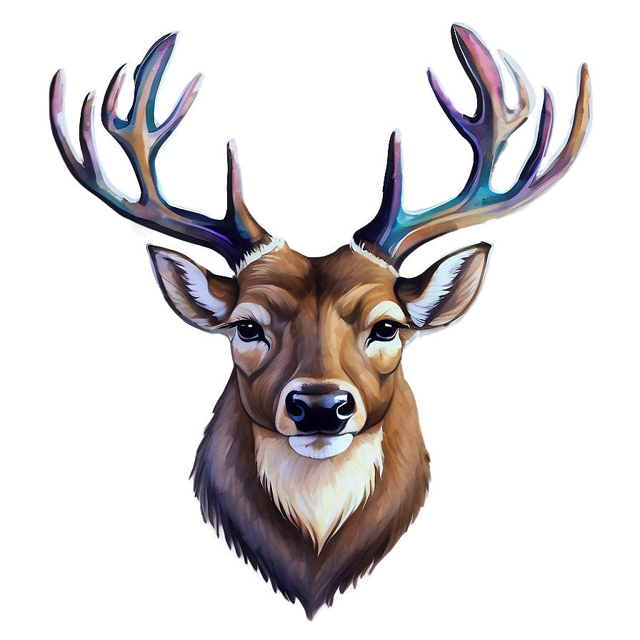 Watercolor Deer Head Painting Png 36