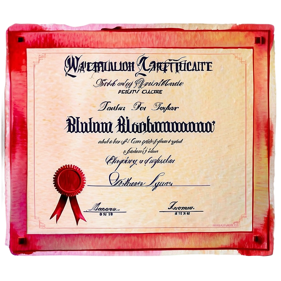 Watercolor Diploma Certificate Png 05252024