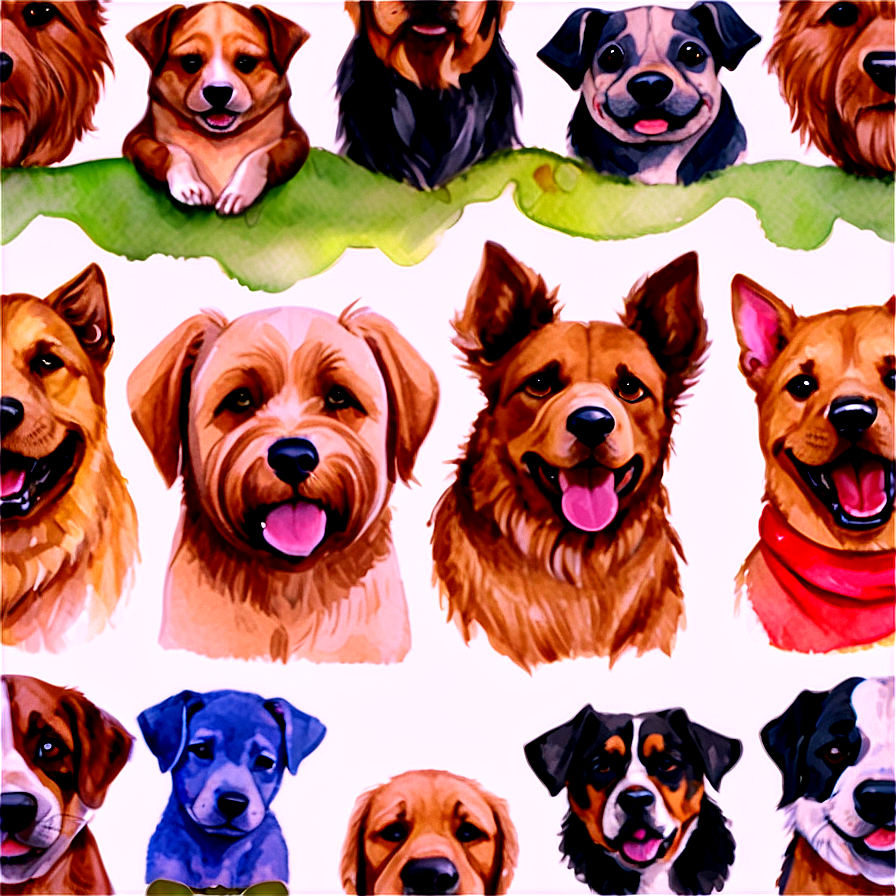 Watercolor Dogs Png 05242024