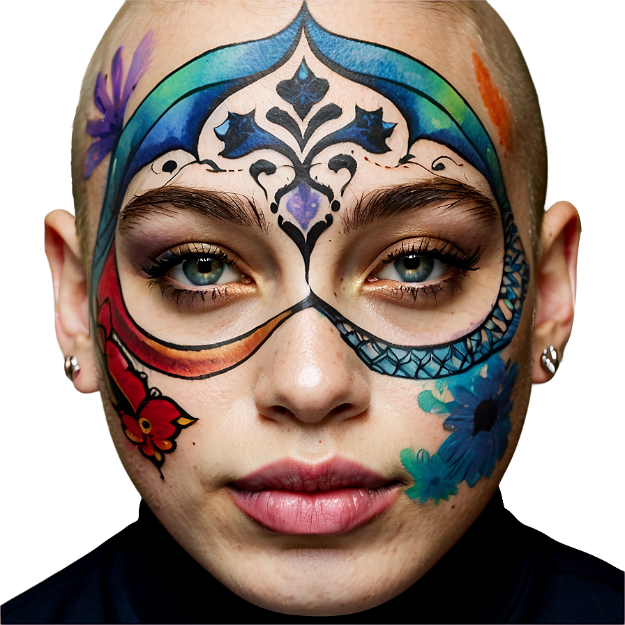 Watercolor Face Tattoo Png 06122024